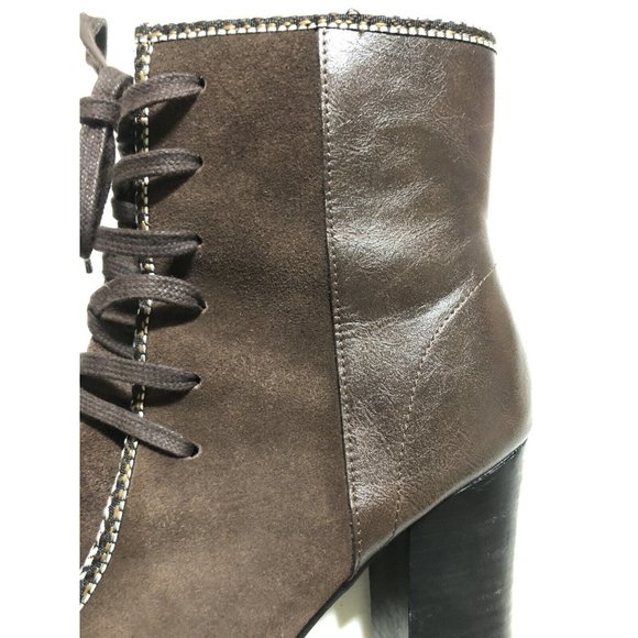 Nanette Lepore Isabel Boots Size 9 Brown Suede Lace Up Block Heel- - Picture 7 of 9